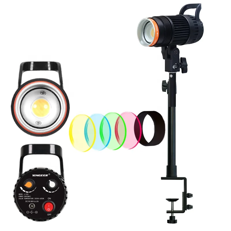 

50w camera constant lighting live show video fill light photography lamp with C-clamp Bracket, Black/custom