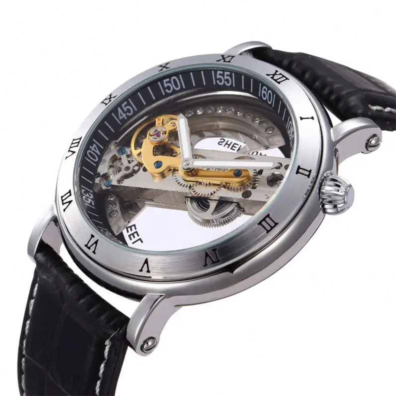 

SHENHUA 9584 elegance China man mechanical watch weird Genuine Leather Strap Waterproof automatic rohs Casual watch design
