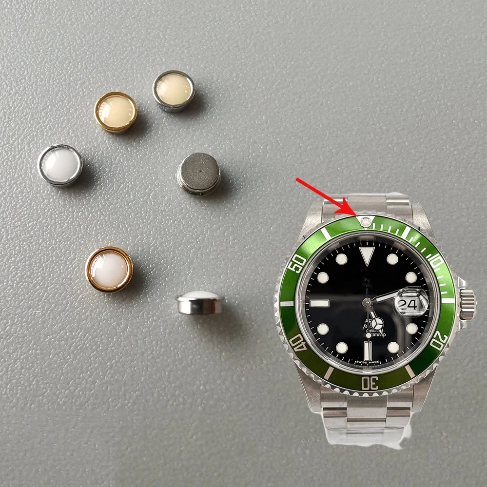 

Steel Watch Bezel insert Sapphire Crystal green luminous pearl dot for RLX Sub-marlner 16610 watches