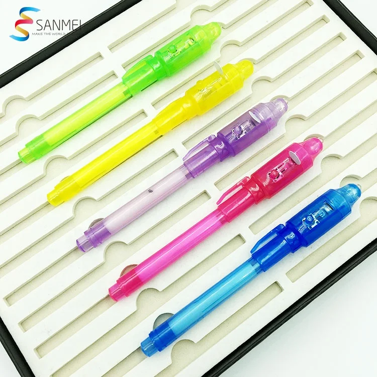 4 Farben Spion Stift Partybeutel unsichtbar UV-Licht Tinte Secret Message MAGIC 