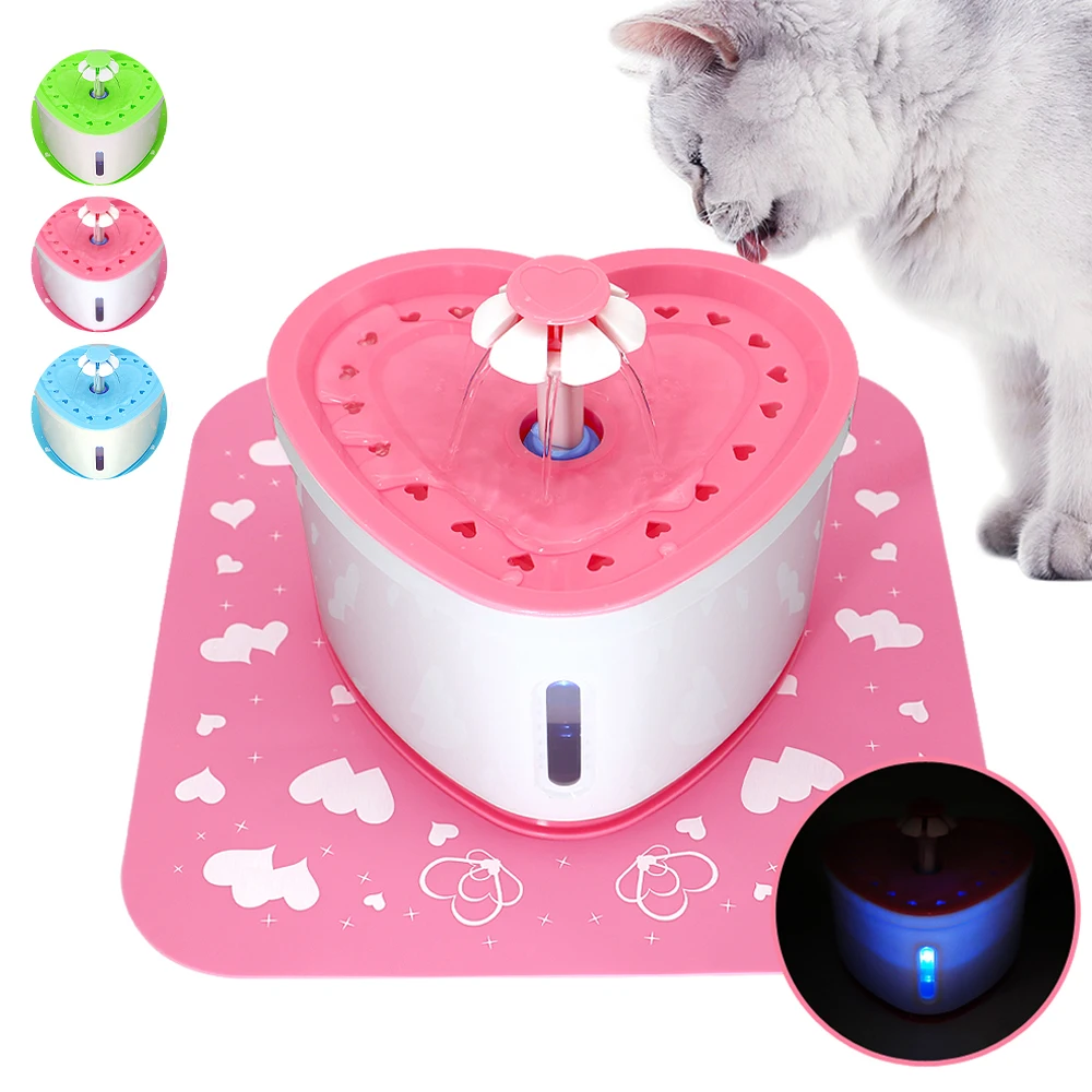 

2L Automatic Cat Water Fountain LED Electric Pet Cat Drinking Feeder Bowl Mute Dog Cat Water Dispenser Pets Drinker Feeder, Blue/green/pink