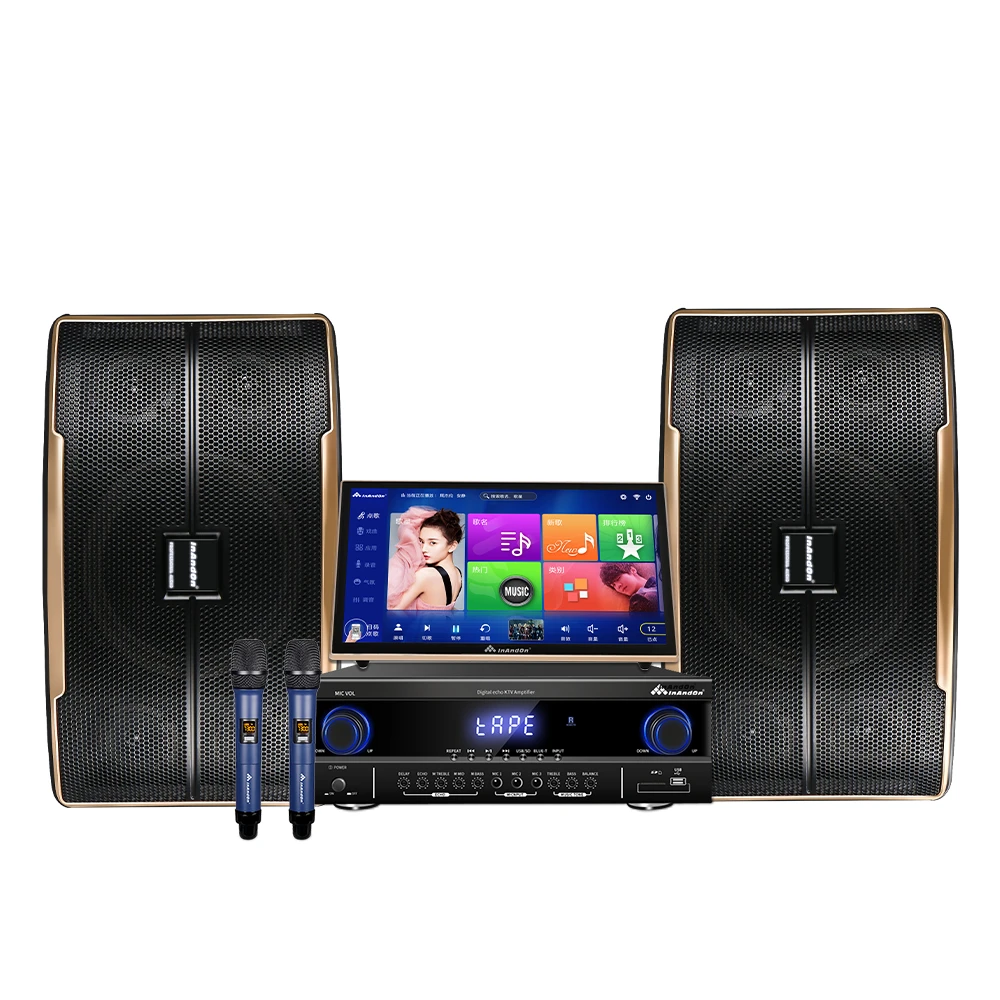 

InAndOn 19" Wifi Touch Screen 4TB Karaoke Machine System Speaker Amplifier and Wireless Microphone Karaoke Player