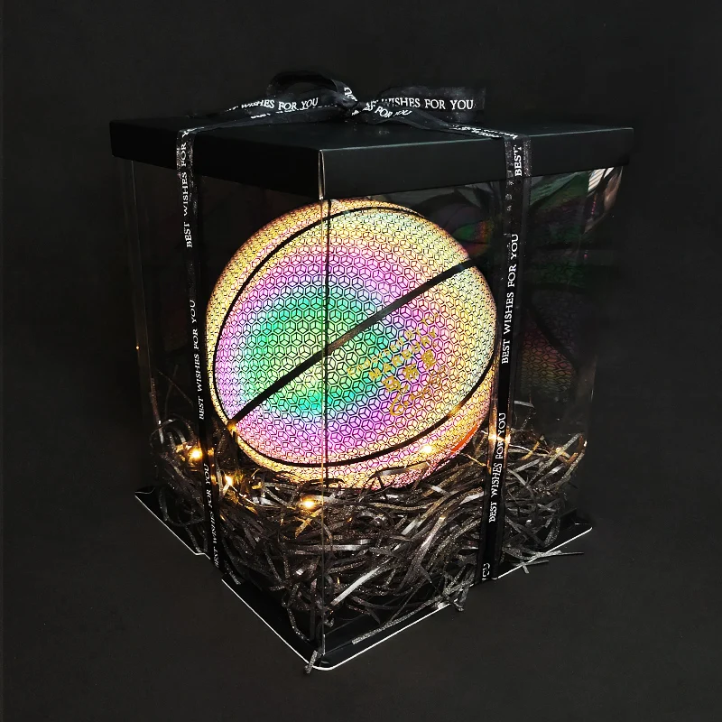 

leather training rubber ball basket basketball size 7, Rainbow / silver