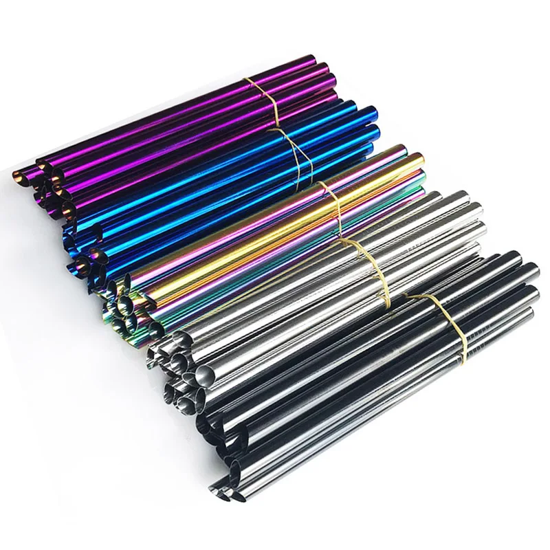 

wholesale 12mm stainless steel bubble tea straw in black rose gold purple etc 7 colors, Customized