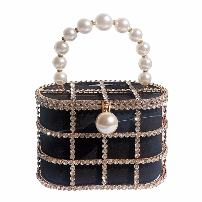 

Wholesale Cage Bags Popular Flannel cage Purses Pearl Handbags For Female