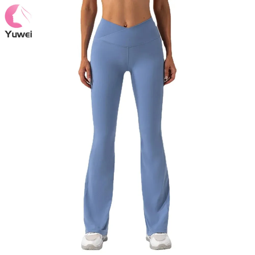 Women's High Waist Bootcut Gym Workout Pants Non-See through Bootleg Yoga Pants with Tummy Control Solid Spandex/Nylon