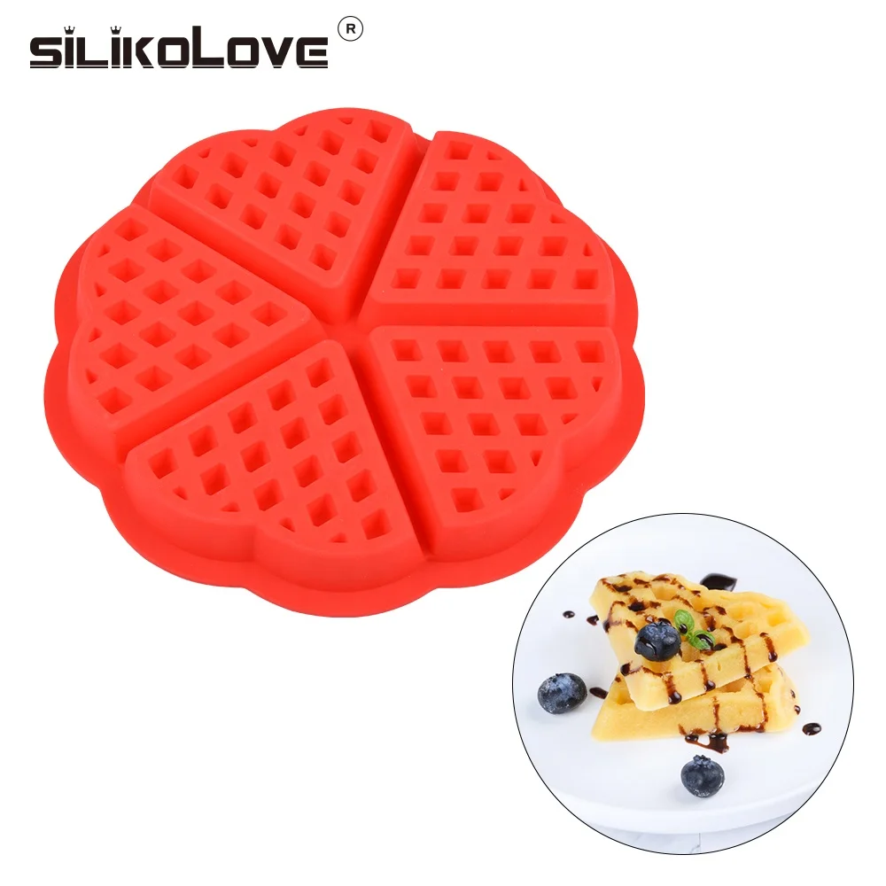 

Non - stick Five Heart Shape Silicone Waffle Pancake Mold For Bakeware Cake Tools, As picture or as your request