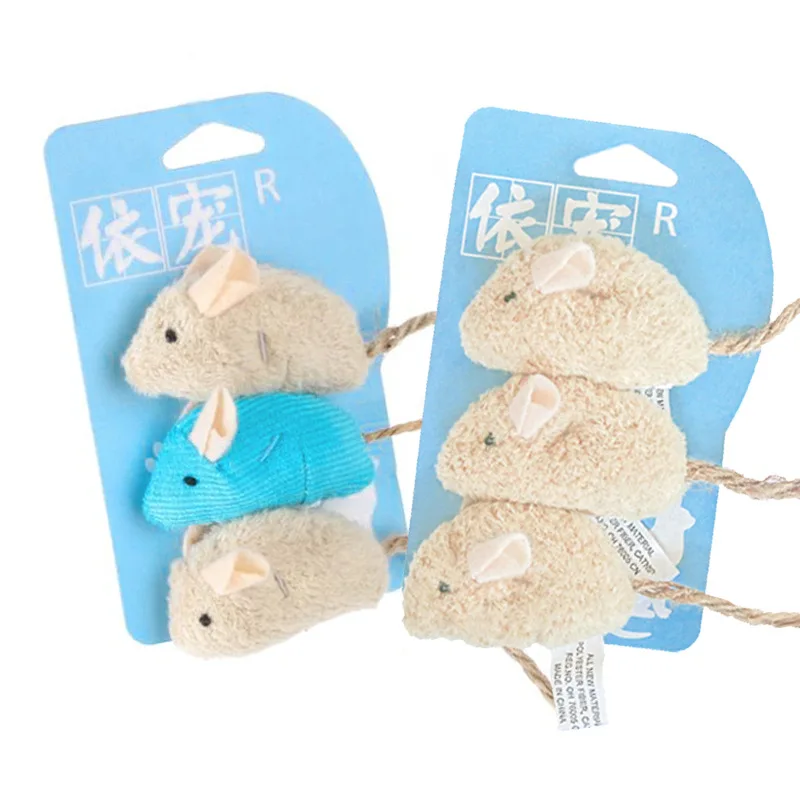 

Wholesale Hot Sale Cat Toys Realistic Mouse Shape 3 Pieces Set Funny Plush Pet Cat Toy