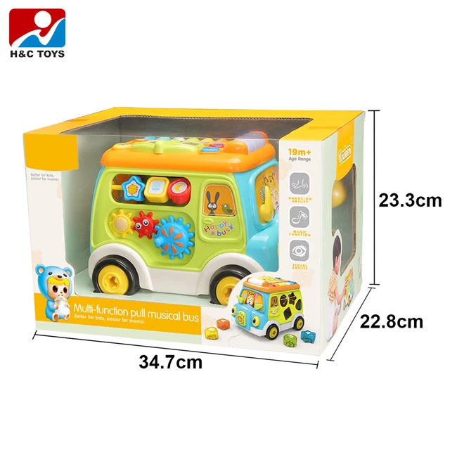 Pull Matching Game Assembly Education Multi-function Music Bus Toy ...