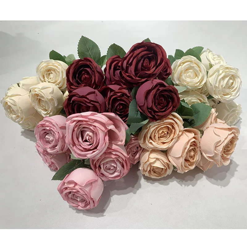 

DKB New arrival design 11 heads rose bunch flowers export decorative artificial flowers in bulk