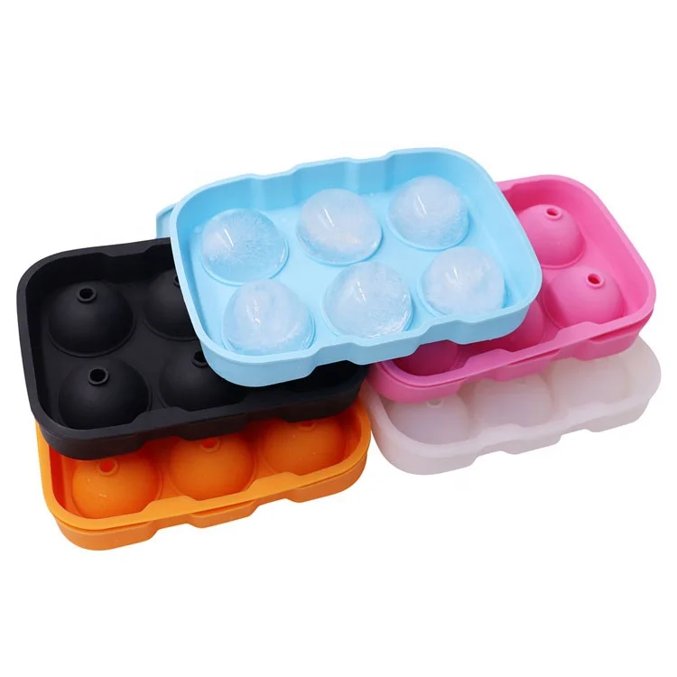 

Silicone Ice Tray 6 Cavity Round Shape Drink Whiskey Silicone Ball Shaped Ice Cube Tray, Unnamed,green,orange,sky blue,black