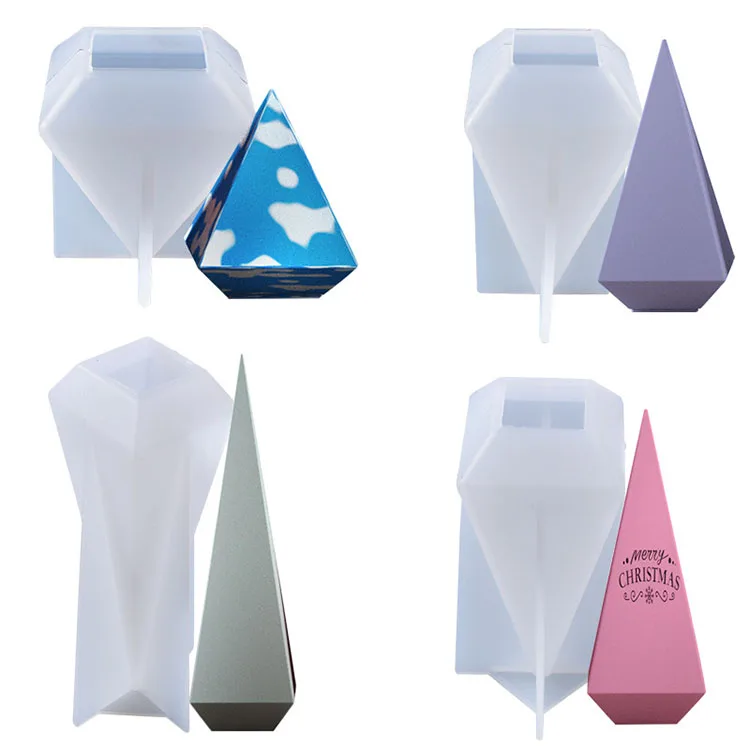 

DIY Crystal Epoxy Mold Square Cone Crystal Pendant Table Cone Candle Silicone Mold Candle Making Kit Resin Molds