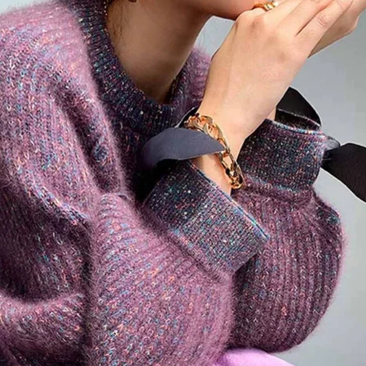 

factory custom flash knit sweater women winter thick wool sweaters