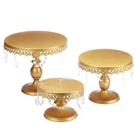 

Gold Tray Iron Party Props Table Ornaments Wedding Cake Dessert Food Tools Lace Crystal Gold Cake Stand