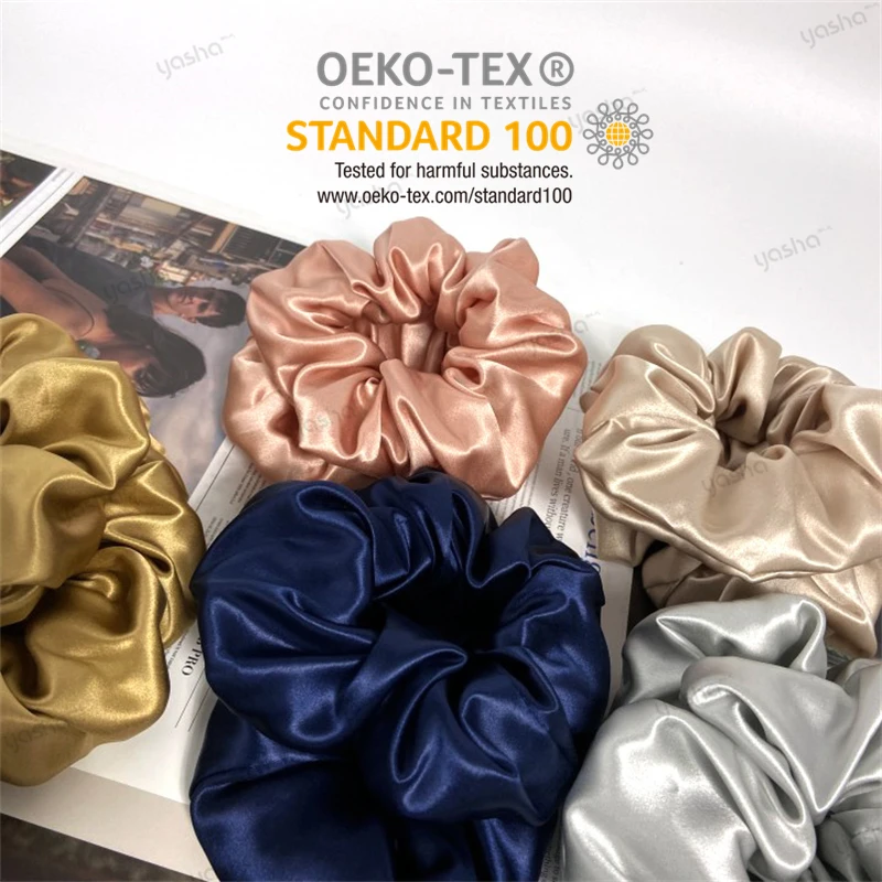 

6CM 16 19 22mm Mulberry Silk Scrunchies Hair Ties Pure Stain Pack Oversized Mulberry 100% Silk Hair Scrunchies Silk Scrunchie