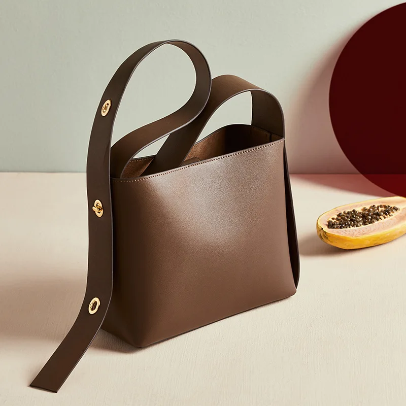 

2020Trendy Fashion Shoulder Handbag Women Genuine Leather Bucket Bag