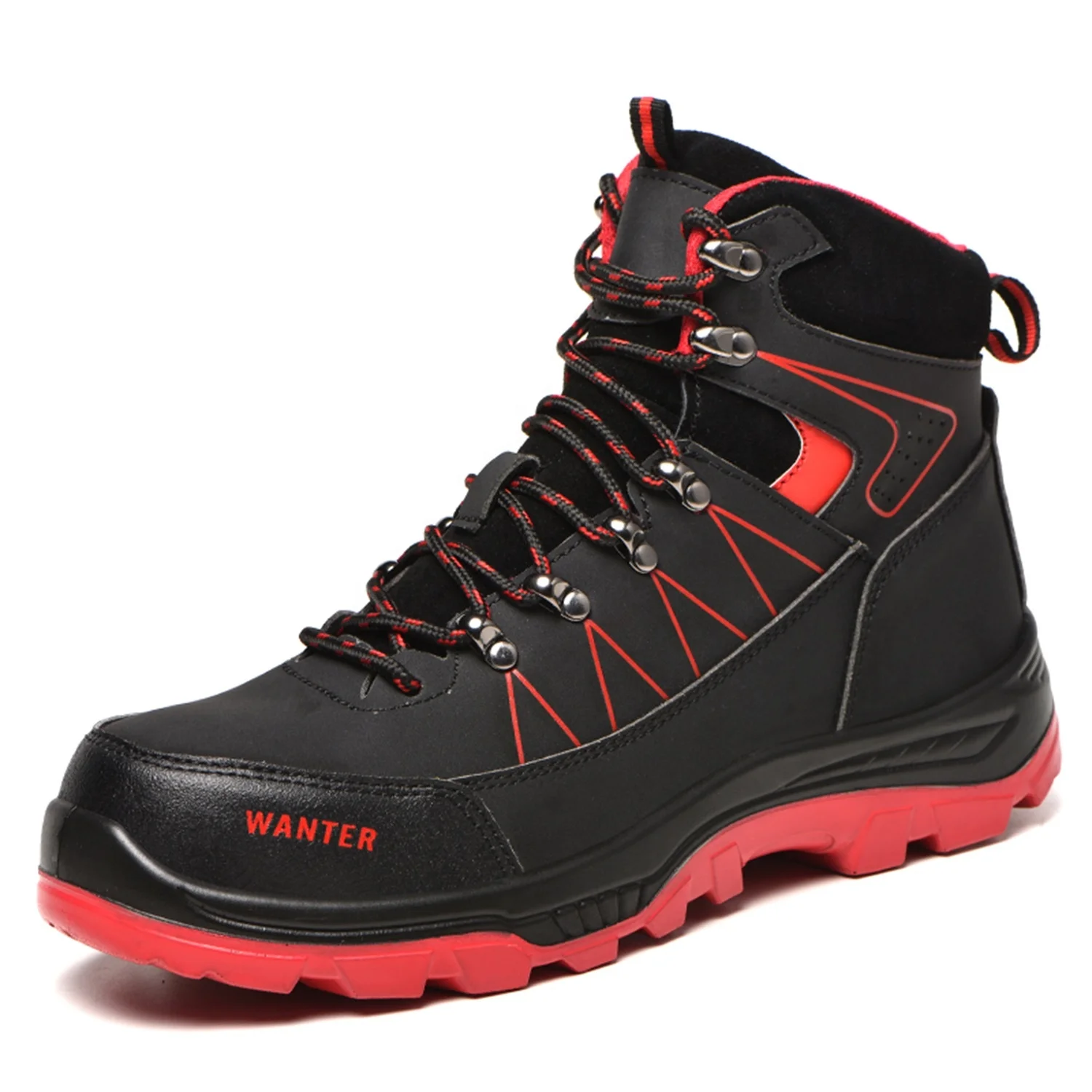 

In stock rubber antiskid non slip industrial fashion lightweight breathable leather plush lining winter safety shoes