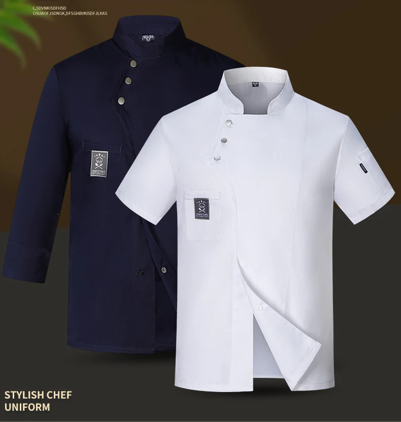 Short Sleeve Restaurant Chef Kitchen Work Uniforms Double Breasted Bakery Cafe Catering Chef Jackets