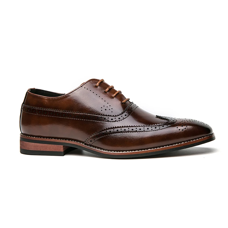 

Mens Handmade Pu Leather Oxford Lace Up Full Brogue Formal Dress Casual Shoe