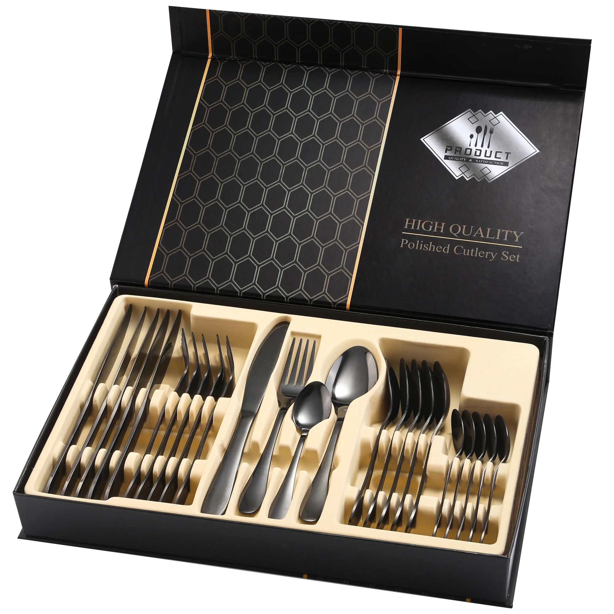 

Wholesale Mirror Black Kitchen Fork And Spoon Manufacturer Silverware Gold Cutlery Stainless Steel Flatware Set, Pvd