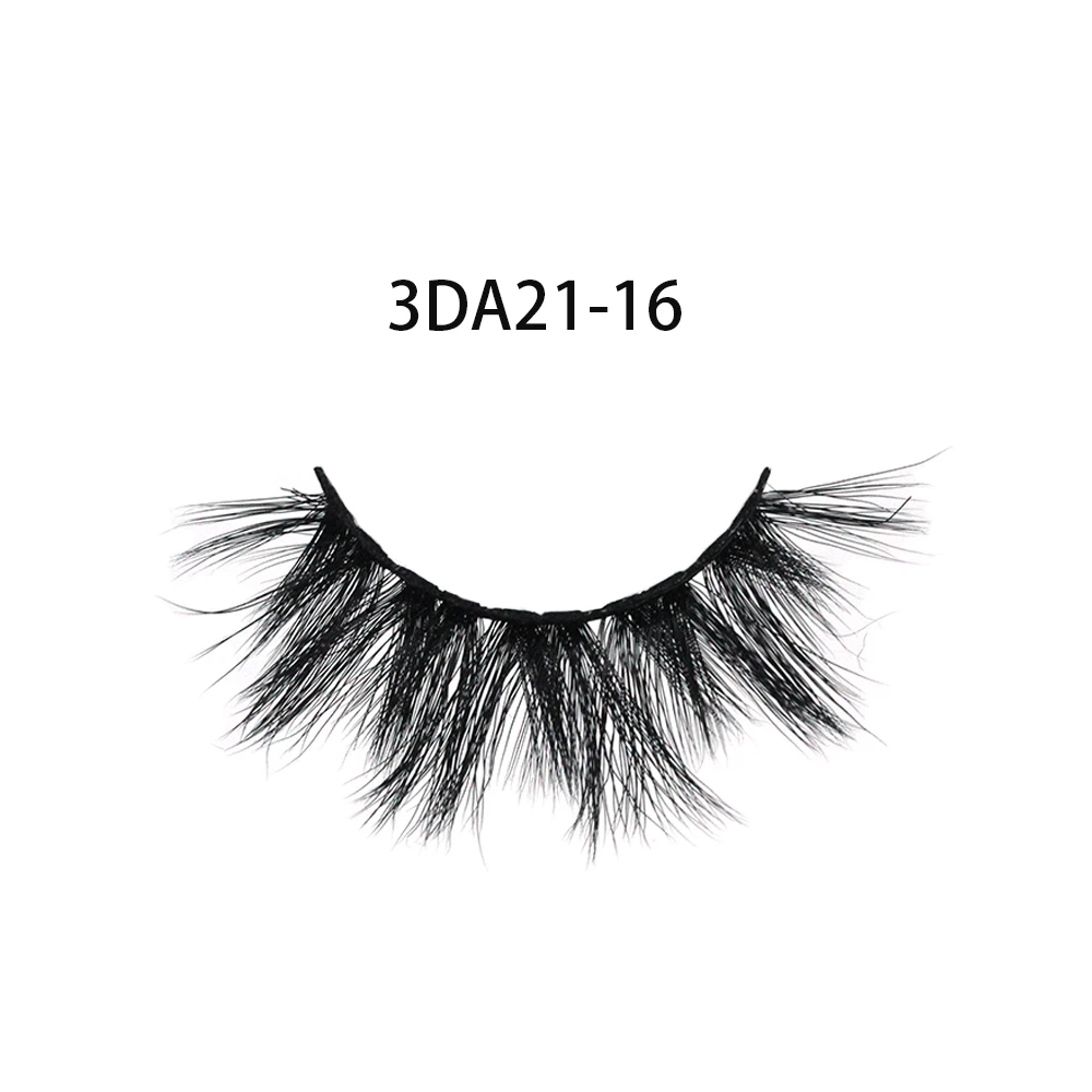 

3DA21 Hot selling 16mm 3D silk faux Mink Eyelashes with custom eyelash boxes have free trays Label False Eyelashes Custom, Black color