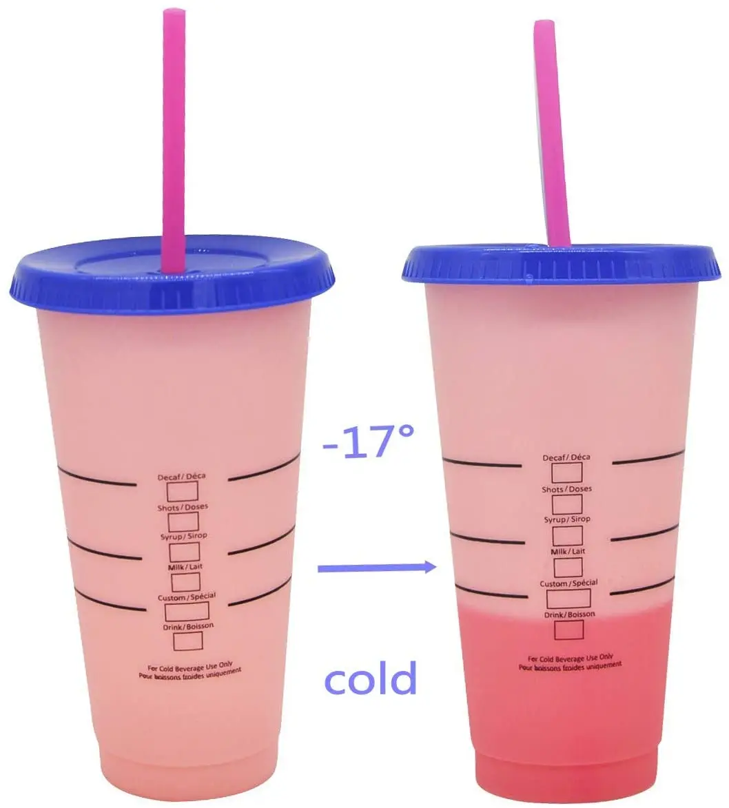 Reusable Plastic Color Changing Cups 710ml/24 Oz Extra-large Capacity ...