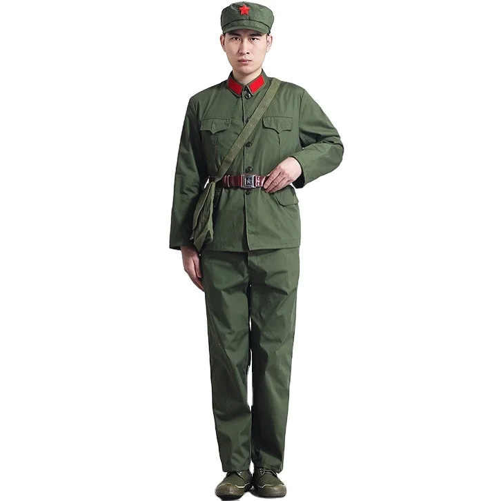 

Wholesale Large quantity can be customized Asian TV Film Standard Suit Green Costume Army Coat + Pants Military Officer Uniform, As the pictures