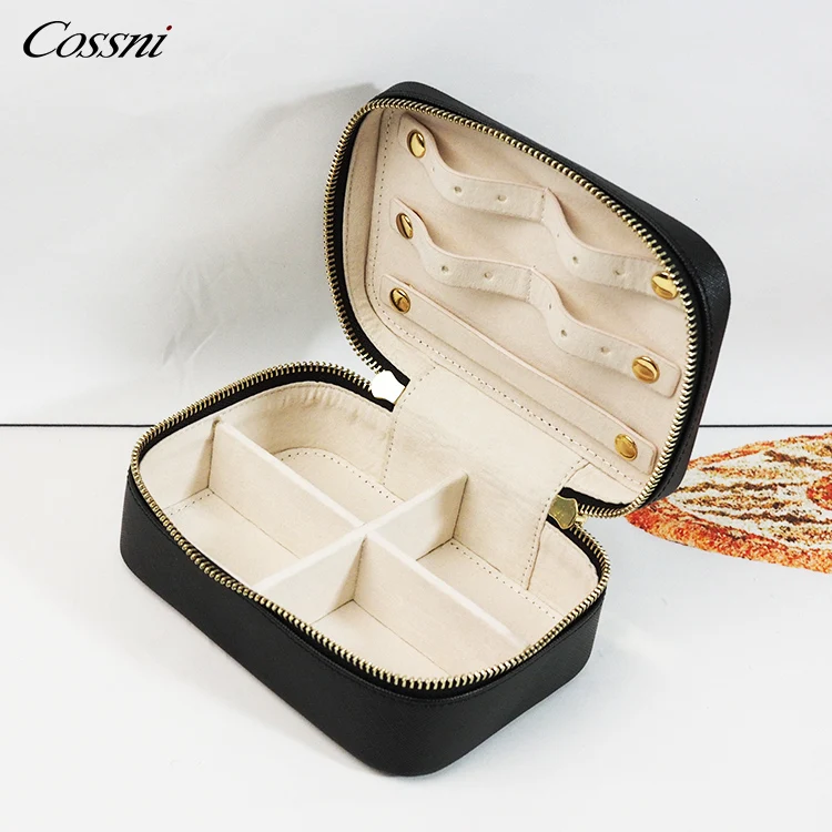 

Amazon Hot PU Leather Small Travel Jewelry Box Organizer Velvet Jewellery Storage Case for Ring Earring Necklace Gift Jewelry Pa, Customized