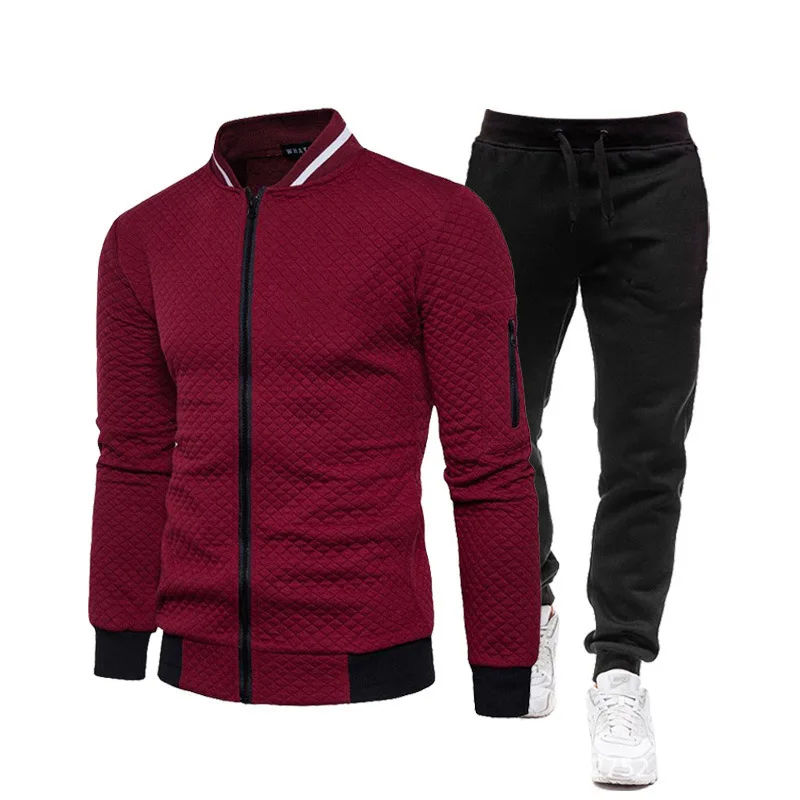 

Men Sportswear Set Brand Mens Tracksuit Sporting Fitness Clothing Two Pieces Long Sleeve Jacket + Pants Casual Men's Track Suit