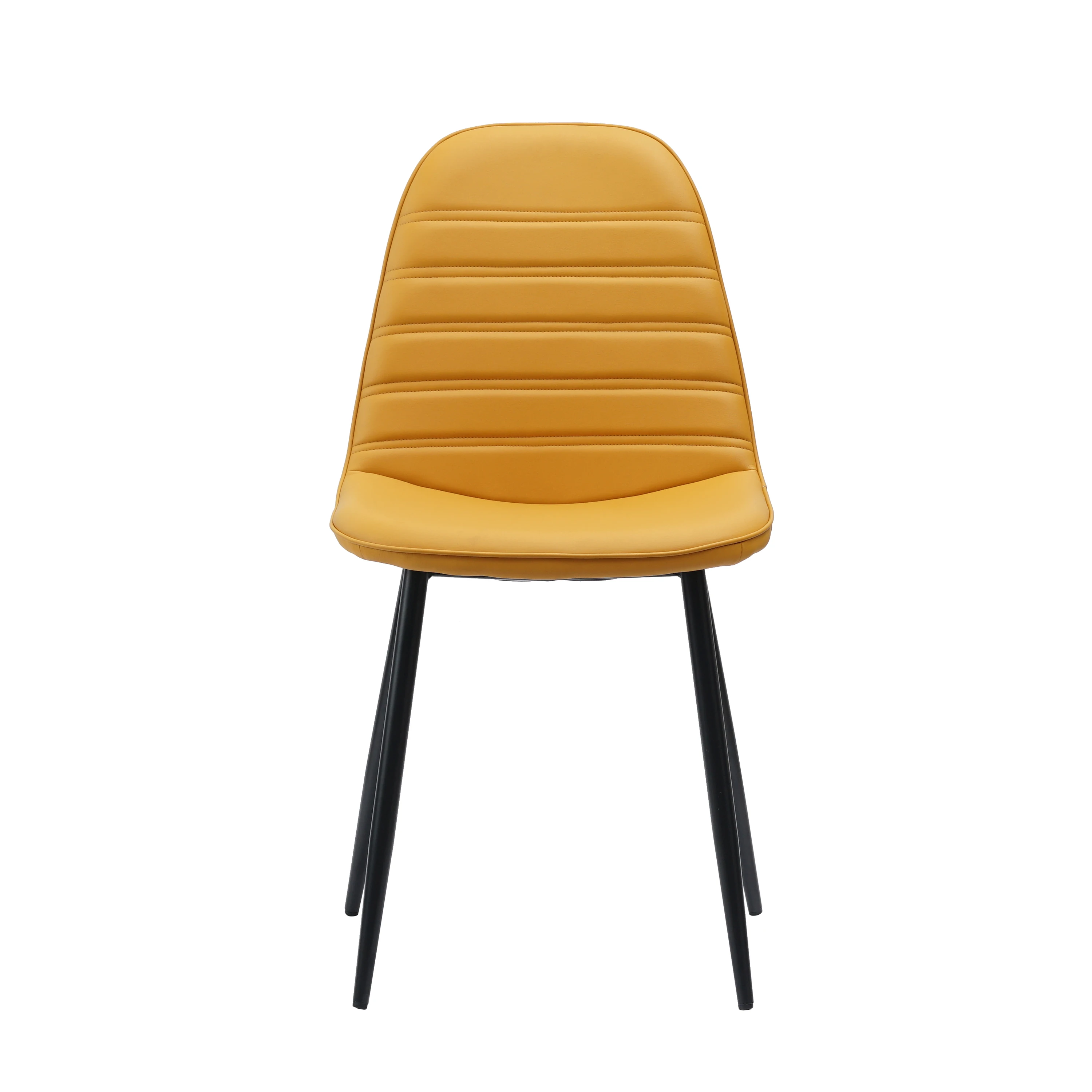 Hot selling Simple comfortable PU dining chair living room chair with black powder coating legs