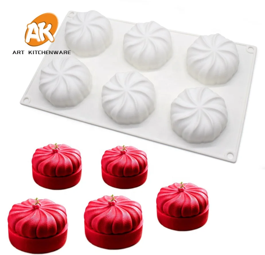 

AK 6 cavities Pumpkin Silikon Form Mousse Cake Molds 3D Silicone Molds Cake Decorations Bakeware Pastry Baking Tools MC-39, White or random