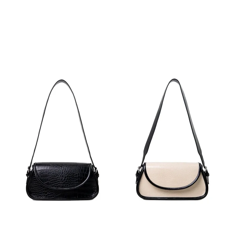 

OEM simple handbag women crocodile pattern fashion ladies underarm bag pu leather custom bags, Customizable
