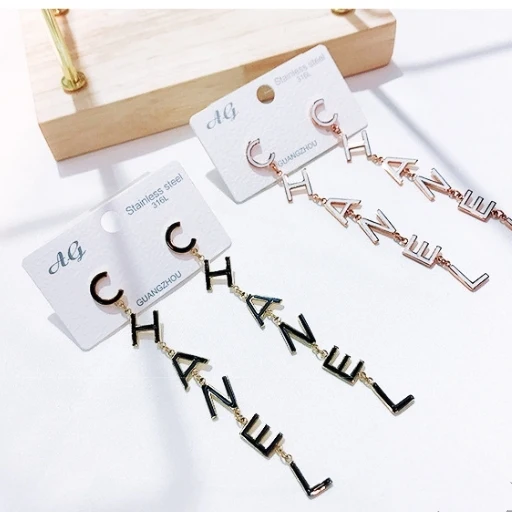 

2020 fashion long ladies earrings letters tassel personality earrings, Gold