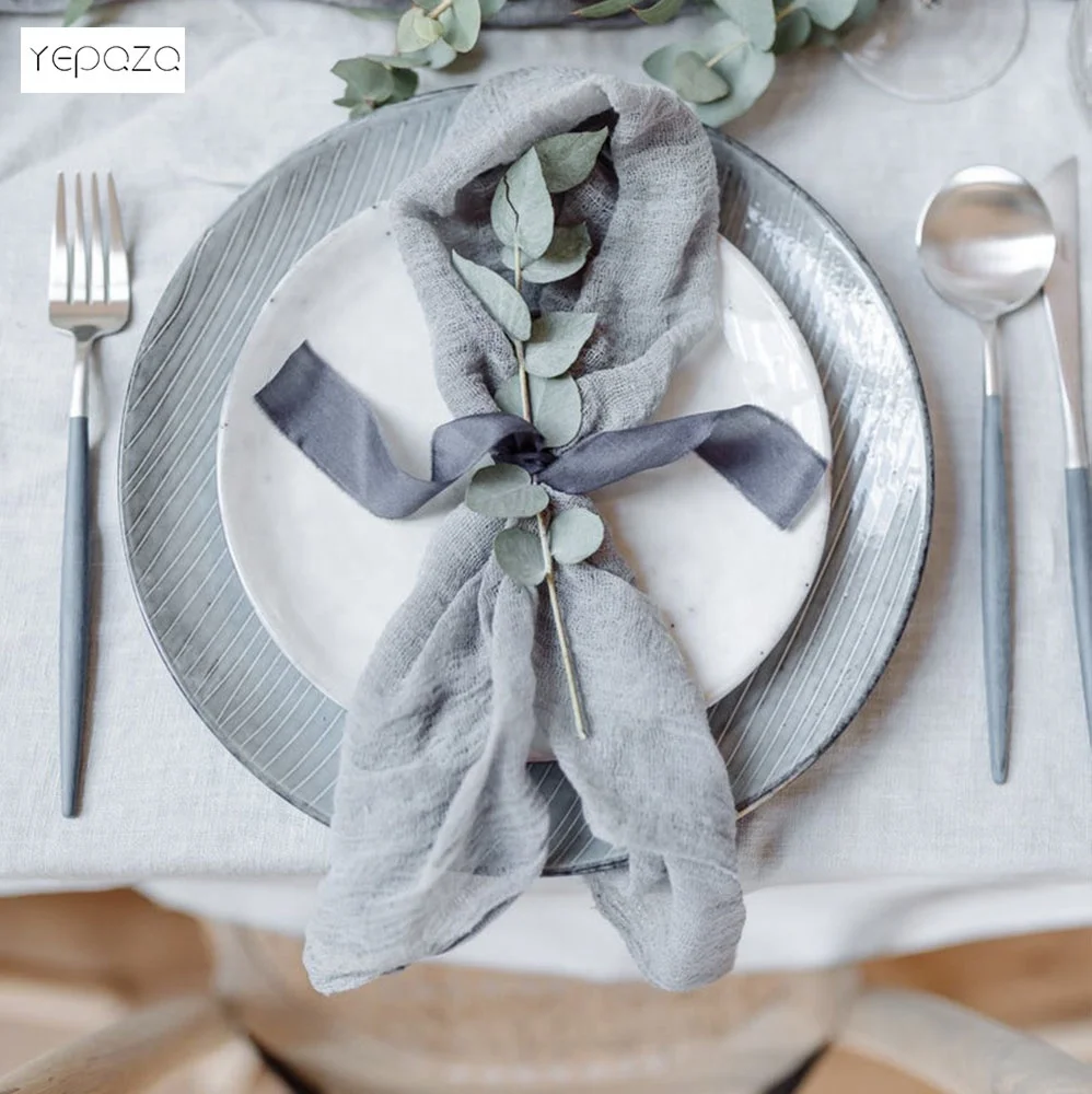 Cotton Gauze Wedding Table Cloth And Napkins For Wedding Color