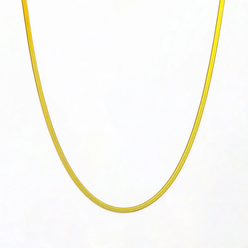 Joolim Jewelry 2MM Herringbone Necklace Waterproof Stainless Steel Snake Chain Necklace