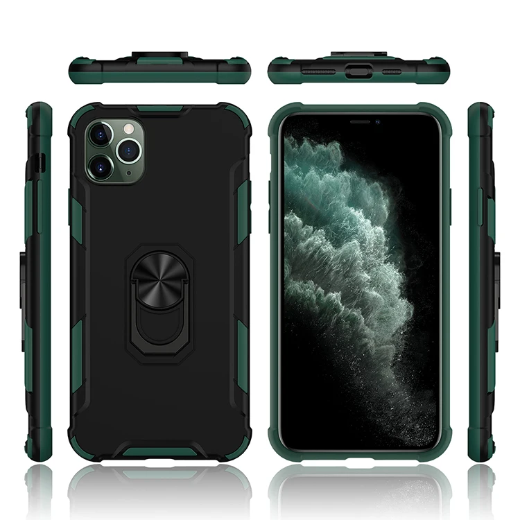 drop proof design 2 in 1 hybrid armor 360 ring phone case for iphone 11 pro max magnetic case