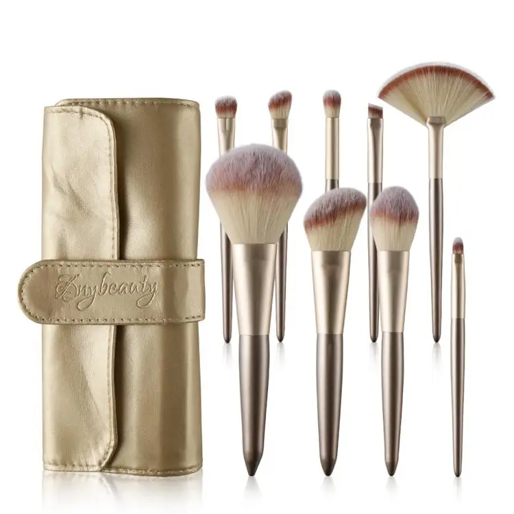 

2022 Private Custom Luxury High Quality Makeup Brochas De Maquillaje Gold Cruelty-Free Vegan Makeup Brushes, Customized color accepted