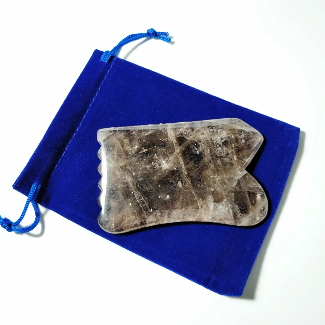 

Custom spiky concave gua sha tool smoky quartz guasha scraping for face beauty