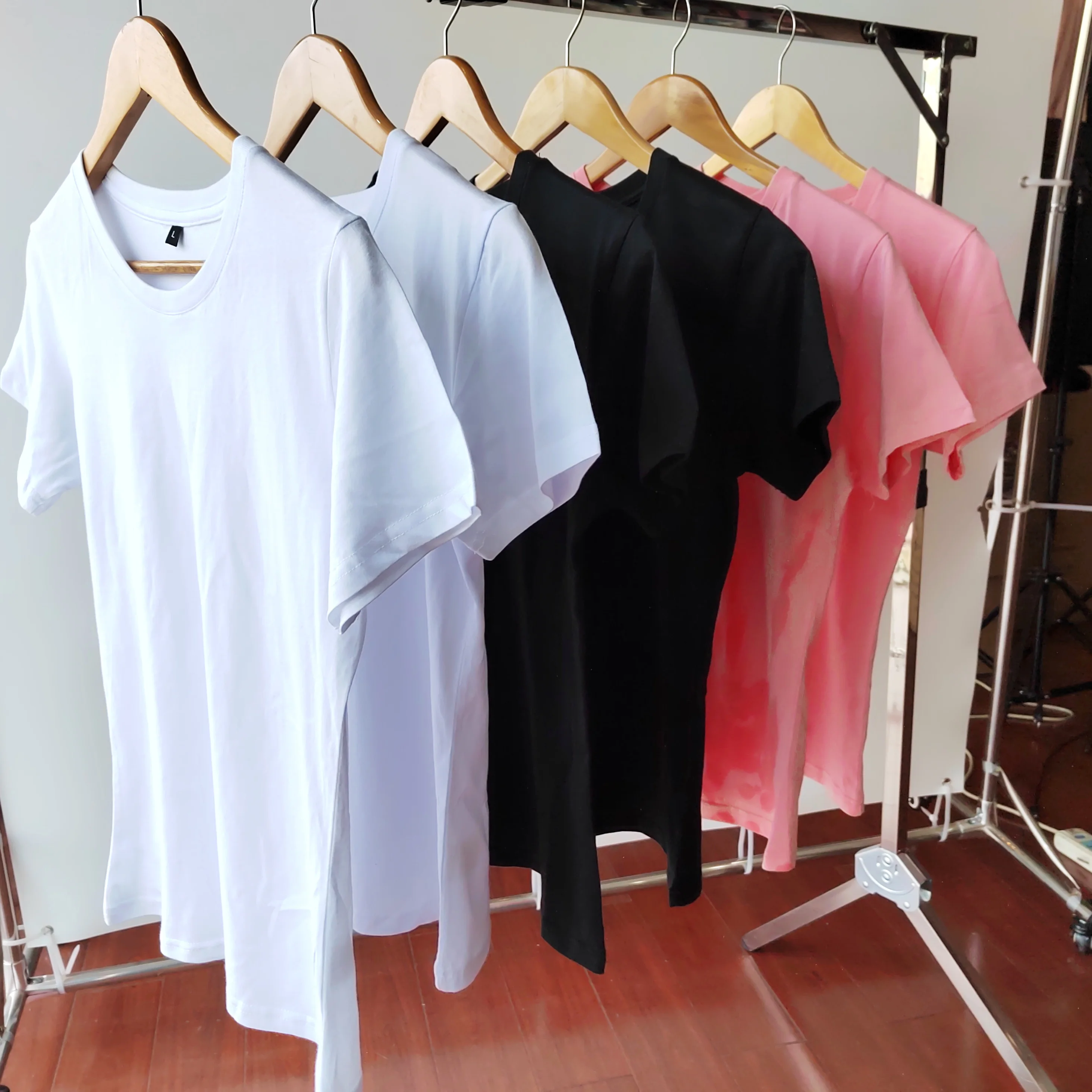 

RTS premium 100% cotton ladies tshirts plain bulk stock t-shirt custom printing dress summer black white red women tops t shirts