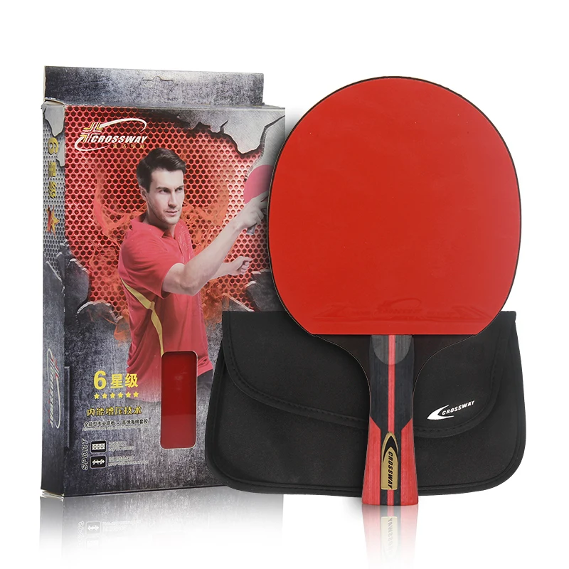

OEM Custom Professional 6 Stars Carbon Paddle Ping Pong Bat Set Table Tennis Racket for Training, Red+black