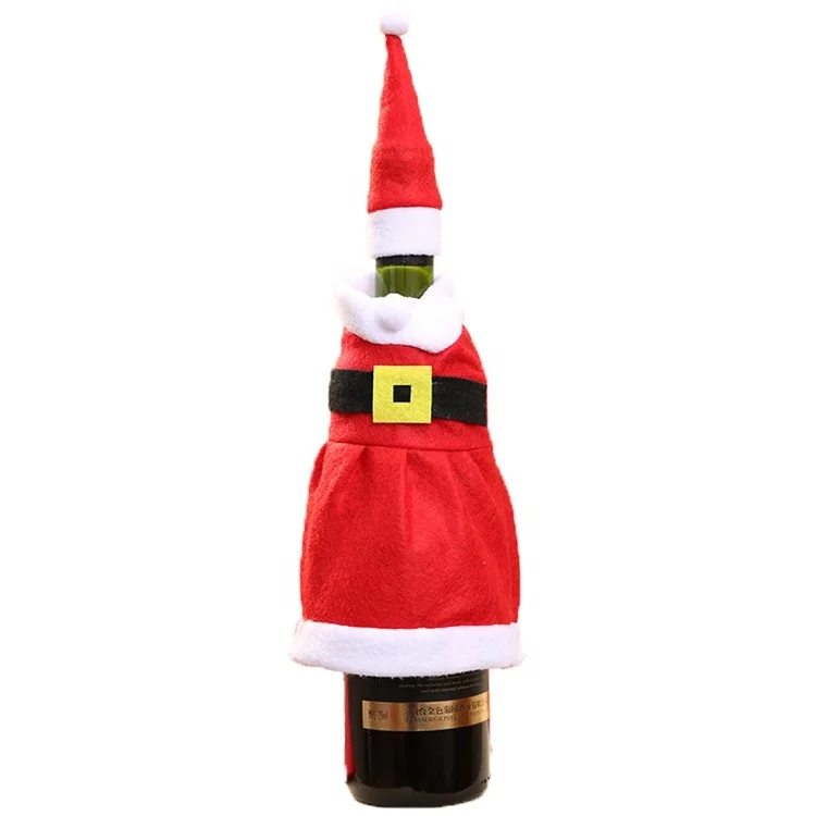 

Red Wine Bottle Cover Bags Decoration Home Party Santa Claus Christmas Wine Bottle Covers Clothes With Hats For Dinner Party