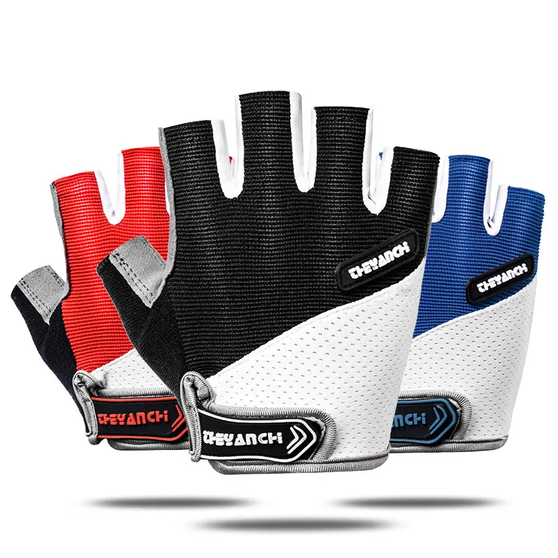 

Unisex breathable fabric handlebar half finger easy removal bicycle glove