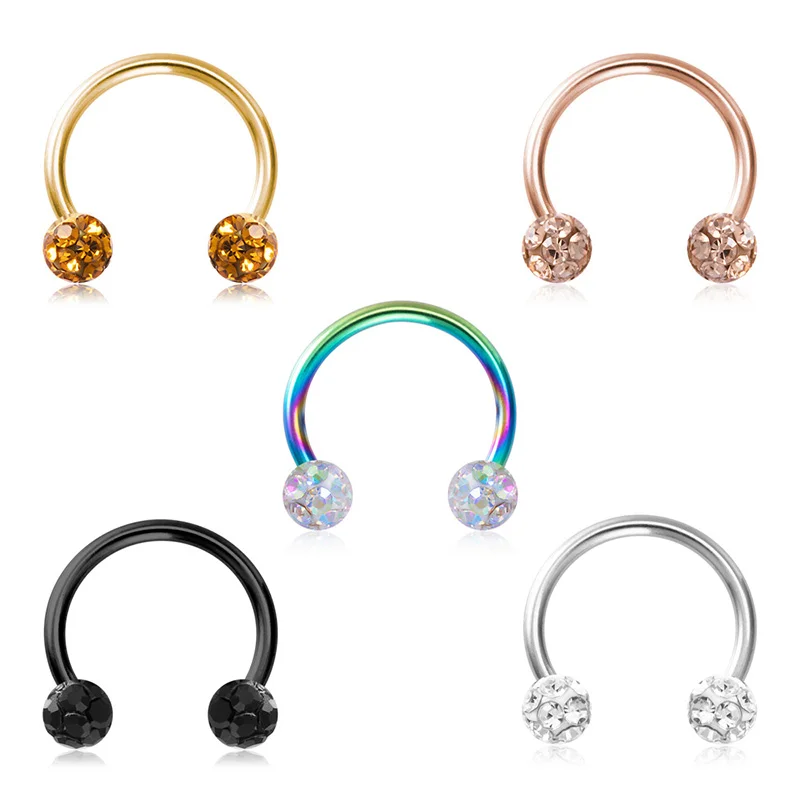 

NUORO 1PC Horseshoe Piercing Jewelry 16G Cartilage Helix Tragus Earrings Hoop Lip Piercing Retainer Bling Septum Nose Rings, Multicolor