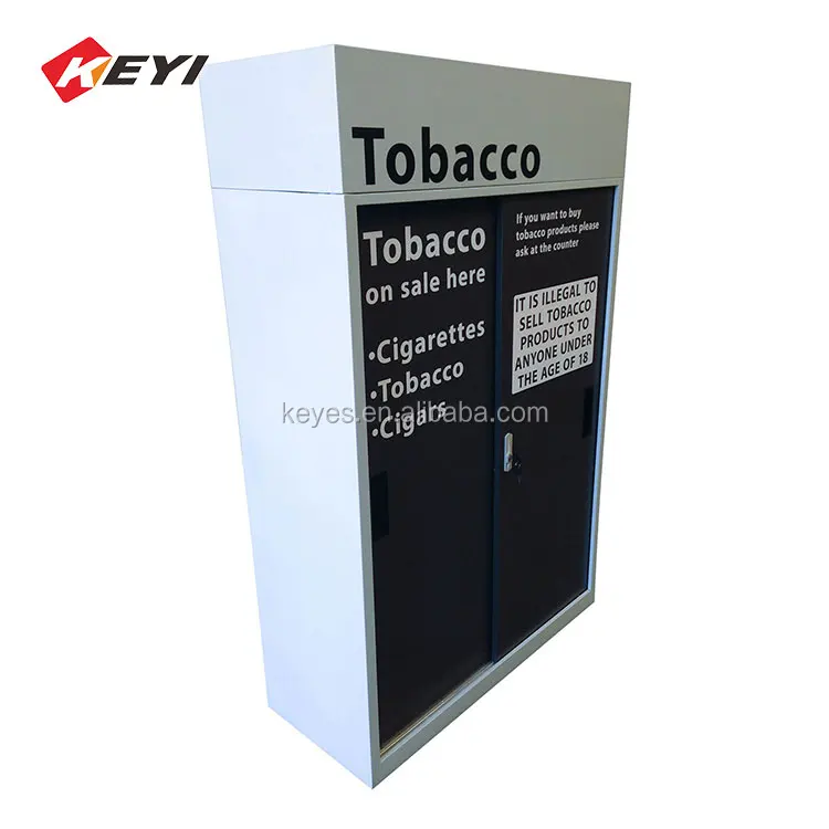 
custom tobacco store metal 8 tier cigarette lockable display cabinet with left and right sliding door 
