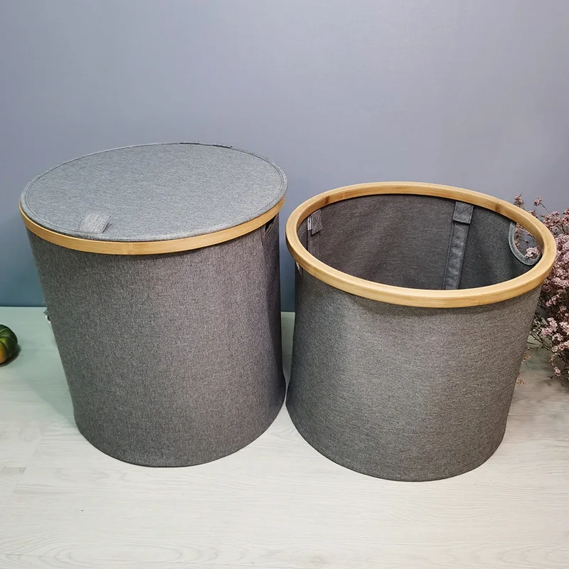 

Custom Logo Folding Laundry Basket Storage Bamboo Laundry Basket, Customized color