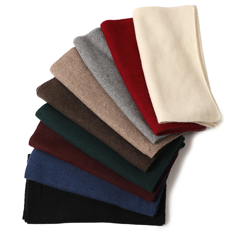 50% Lambs Wool 50% Yak Wool Winter Men Women Scarf Plain Knit Luxury Elegant Ladies Rolled Edge Wool Scarves Clearancestoles