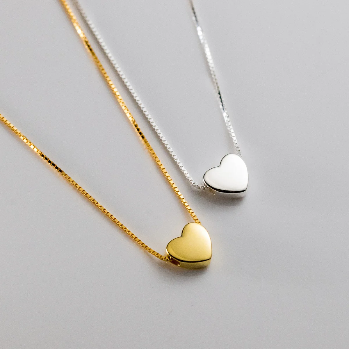 Fashion Minimalist Jewelry Necklaces 925 Sterling Silver Trendy Necklaces Small Heart Gold Plated Necklace for Women