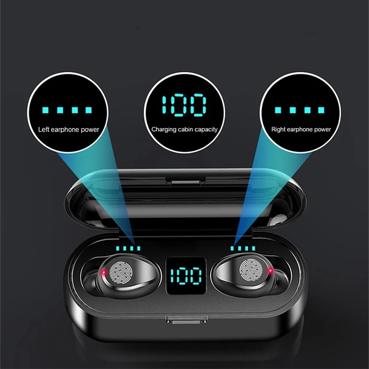 

new f9 tws 5.2 bt graphene wireless touch earbuds f9 wireless headphones earphone