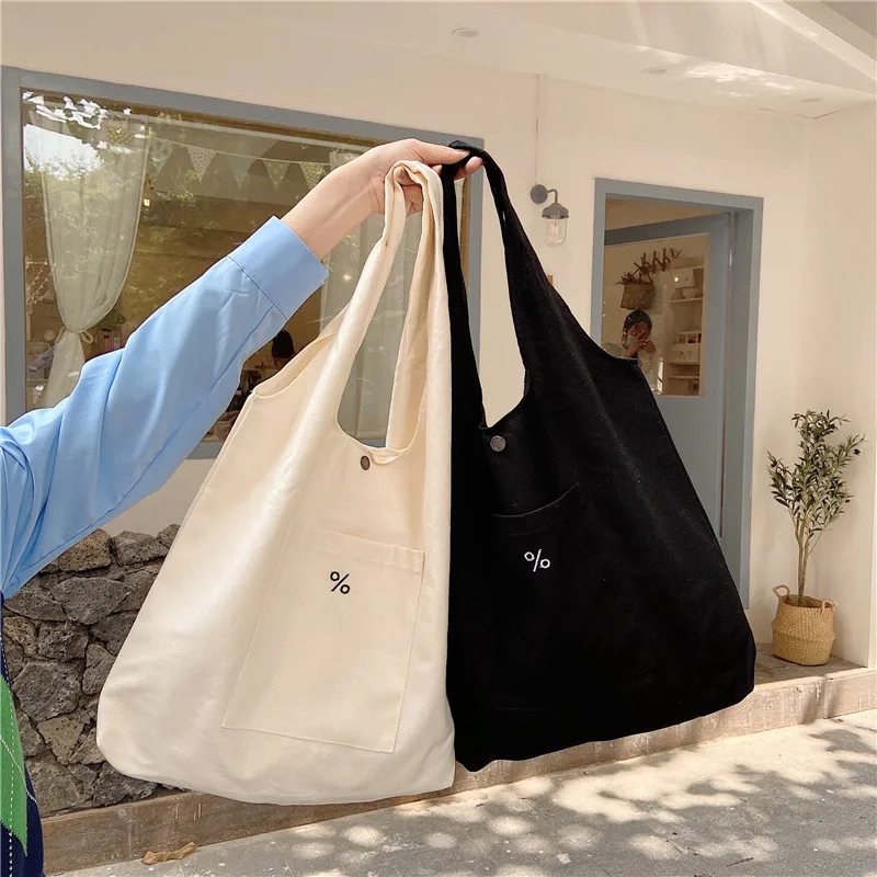 

Summer 2021 plain Handbag fashion Shopping Large capacity Embroidery Canvas Bag for Female Students