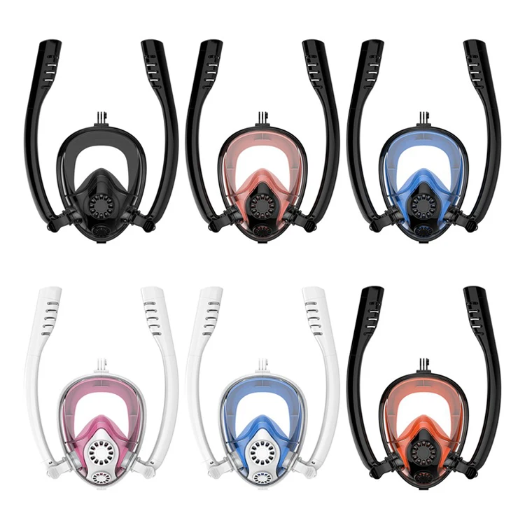 

New Swimming Anti Fog Full Face Snorkeling Mask Double Breath Tube Diving Snorkel Mask Underwater Scuba Diving, Colorful